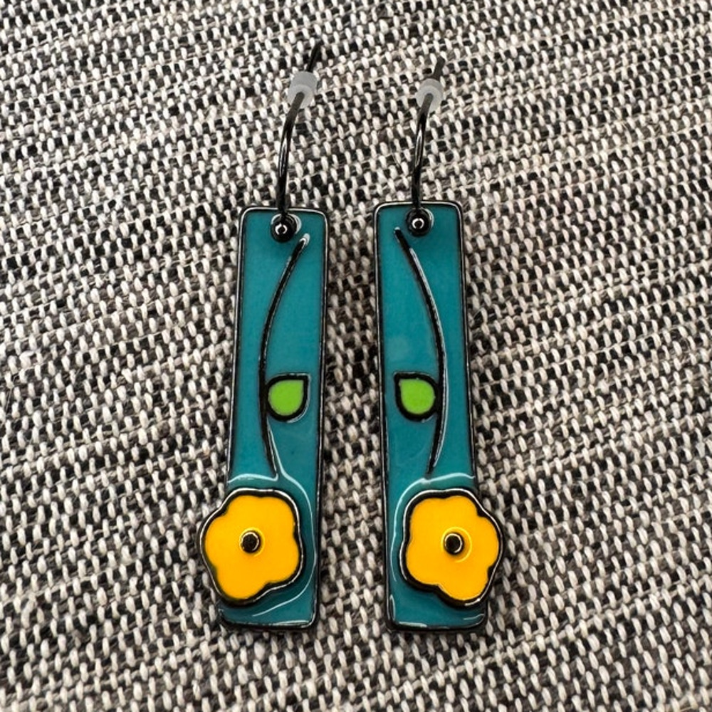 Cute Blue Yellow Daisy Earrings Boho Accessories Flower Accessories NEW!